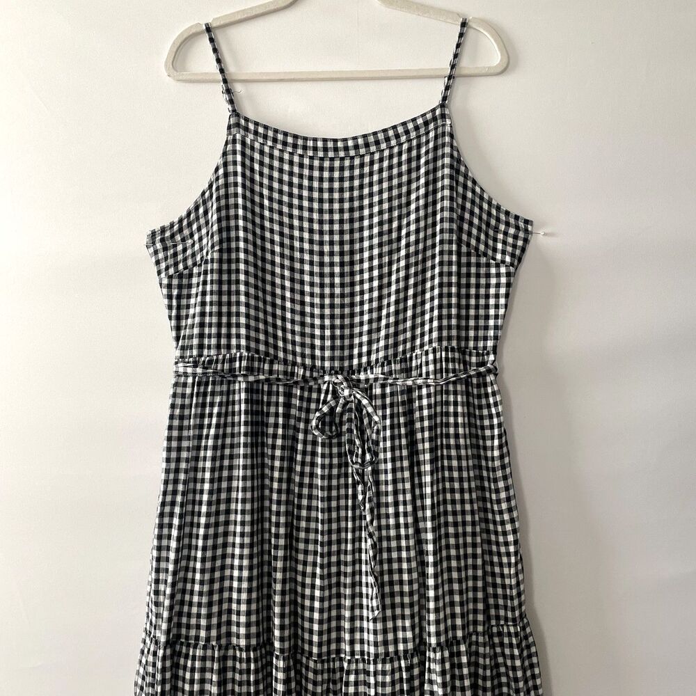 Old Navy Tiered Maxi Dress Sleeveless Gingham Black White Women's Size XL - Picture 3 of 15